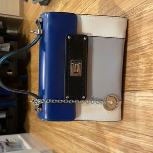 Charles Jourdan purse. Blue, white grey with some black